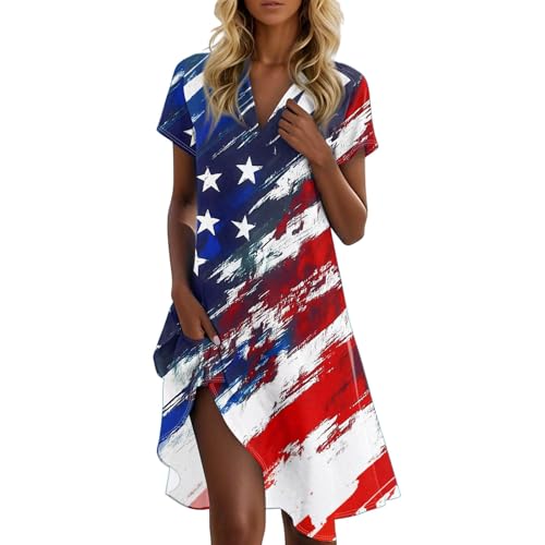 Fourth of July Dresses for Women Fashion Graphic Maternity Casual Stars Stripe O Neck Independence Day Lounge Fourth of July Outfits Vestidos De Verano para Mujer 2025