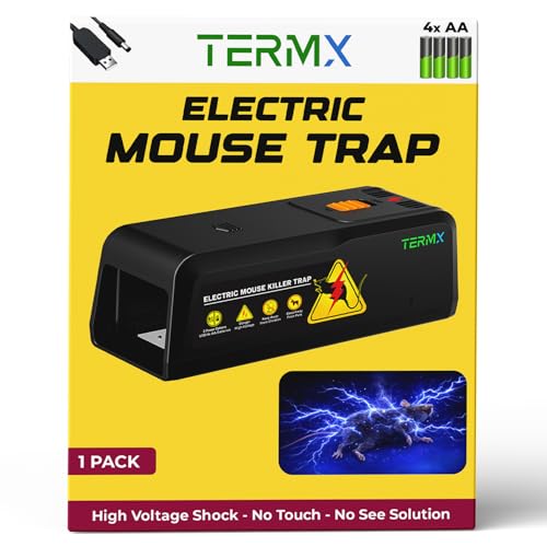 Termx Upgraded Humane Electric Mouse Trap Zapper, Large Electric Rat Trap No Touch Solution, Reusable Rodent Control for Home with High Voltage Instant Kill for Mouse Rats Mice Squirrels Gopher etc