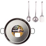 San Ignacio Paellera de acero pulido 30 cm Anna con set 3 utensilios de cocina en acero inoxidable (PK4079)