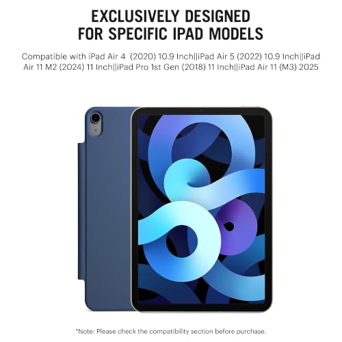 Image of DailyObjects Pleat Y-Fold Magnetic Case for iPad Air 11-Inch (M3, 2025 / M2, 2024) / iPad Air 10.9-Inch (5th Gen, 2022 / 4th Gen, 2020) / iPad Pro 11-Inch (1st Gen, 2018) - Atlantic Blue