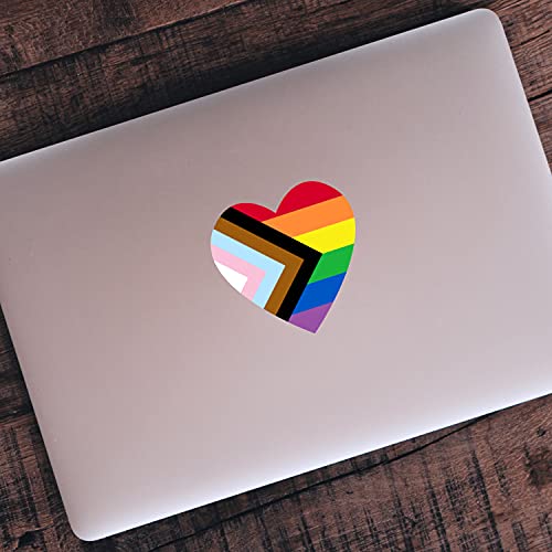 Progress Pride Rainbow Flag Sticker | Show Your Love For The Lgbt Family With This Vinyl Decal On Your Laptop, Car Bumper, Or Hydro-Flask (Heart 3 X 3 Inch) #TOP4