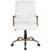 Flash Furniture Whitney Mid-Back Swivel LeatherSoft Desk Chair with Padded Seat and Armrests, Adjustable Height Padded LeatherSoft Office Chair, White/Rose Gold