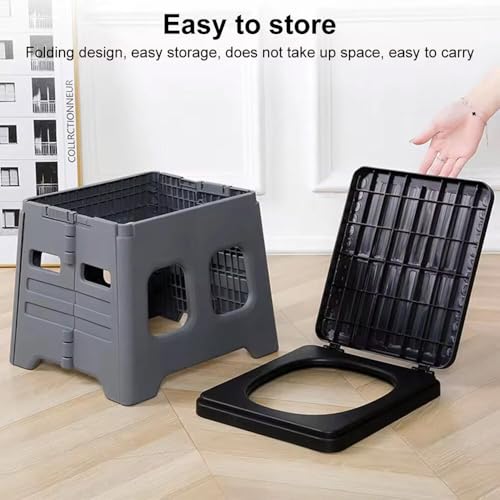 Ccarzzi Camping Toilet Portable Toilets For Adults, Compact Foldable Travel Toilet With Garbage Bags And Storage Bag, 150 Kg Load Capacity, For Fishing, Camping, Hiking(Gray) - 3