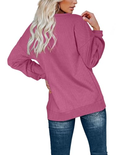 Image of OFEEFAN Womens Casual Sweatshirts Henley Button Up Long Sleeve Tunic Tops