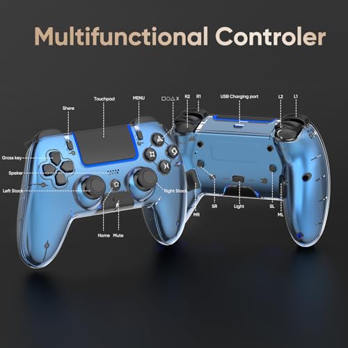 Image of BETMI Wireless Controller for PS5, Pro /Slim /MAC /PC, Metallic Blue | Gamepad with Macro /Turbo Function, Dual Vibration, Hall Effect Joysticks, 6-Axis Gaming Controller with Speaker, 3.5mm Jack