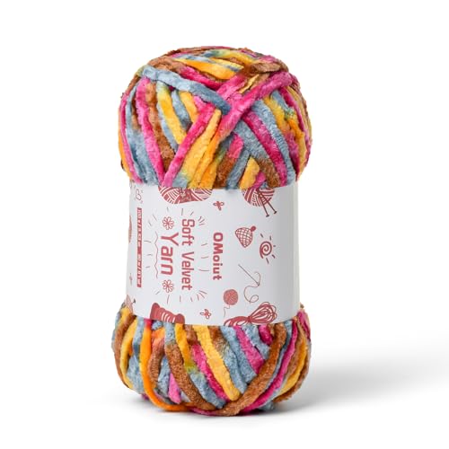 Image of 100g Fluffy Velvet Chenille Yarn for Crocheting and Knitting, 80m (87.5yd) Baby Yarn for Crocheting Soft, Crochet Chunky Yarns Amigurumi Yarns (Sunrise)