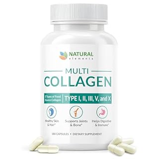 Multi Collagen 180 Protein Capsules - Type I, II, III, V, X Collagen Pills - Proprietary Blend of Eggshell, Chicken, Wild Fish & Grass-Fed Beef Collagen Peptides - 2025mg per serv