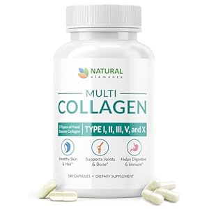 Multi Collagen 180 Protein Capsules – Type I, II, III, V, X Collagen Pills – Proprietary Blend of Eggshell, Chicken, Wild Fish & Grass-Fed Beef Collagen Peptides – 2025mg per serv