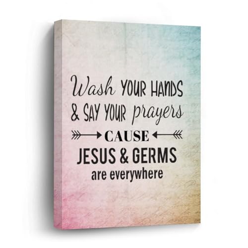 Tableau peinture à l'huile Wash Your Hands cadre en bois déco maison