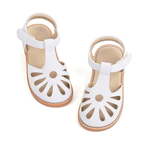 Image of THEE BRON Toddler Girls Closed-Toe Sandals Sweet Retro Cutout Summer Dress Shoes