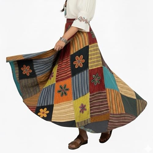 Image of Agan Boho Maxi Wrap Skirt for Women, Tie Dye Cotton Long Flowy Summer Skirt