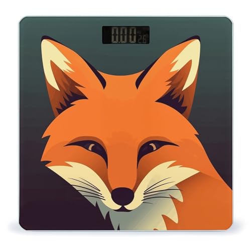Báscula digital de baño con diseño de zorro y vidrio templado miniatura 1