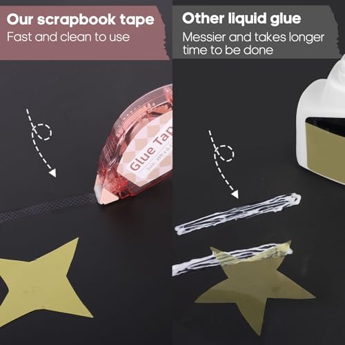 Image of Secopad Scrapbook Tape, 0.3IN x 39FT Double Sided Tape Roller for Crafts, Adhesive Glue Runner Scrapbooking Supplies Journaling School Office Supplies for Kids and Adults, 4 Pack