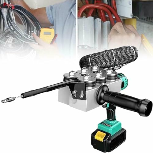 Máquina de Cuerda de Alambre inalámbrico, Tirador de Cable eléctrico de 300lbs con Motor sin escobillas y batería 2000mAh, Parada automática para el Hilo de Pared del plomero eléctrico