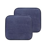 NBHUIYJJ Memory Foam Chair Cushion, Tufted Non-Slip Back Rectangle 17 x 15 Inches Seat Pads for Office, Dinning Room, Kitchen, 2 Counts, Dark Blue