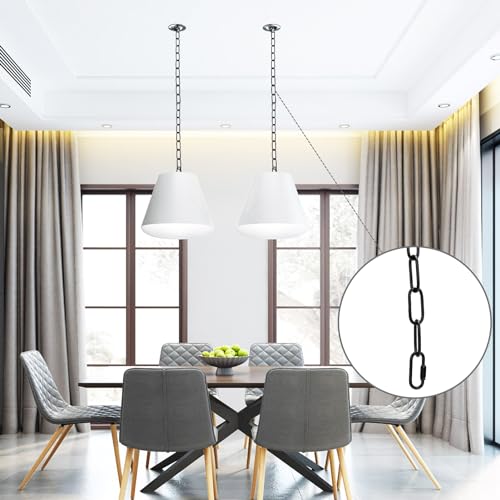 Image of Chandelier Chain 6 /10 /15 Feet SANGLE SOPFFY Light Fixture Chain for Chandelier or Swag Light Fixtures,Lighting Chain Extension with Link Locks, Plant Hanging Chain(Black, 10 Feet)