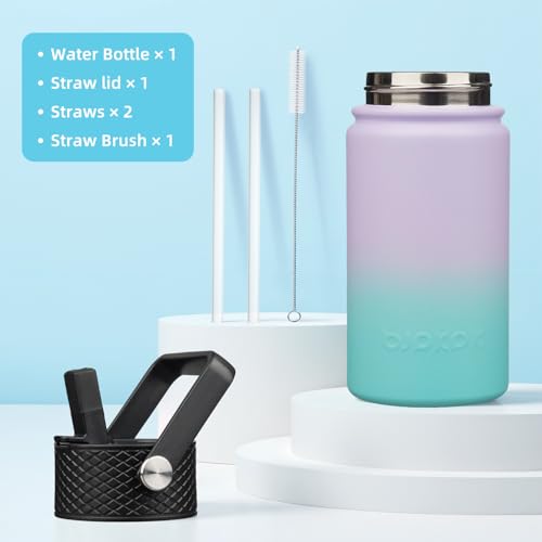 Image of BJPKPK Insulated Water Bottle, 15oz Stainless Steel with Straw Lid