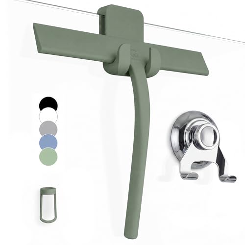 Image of GUTEWERK Shower Squeegee for Glass Doors and Windows - 9 Inch Green Rubber Blade for Cleaning