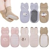 [Bigqin] ベビー用ソックス4足組こども用滑り止め靴下ソックス キッズ ベビー 子供 綿 通気性 柔らかい かわいい 男の子 女の子 抗菌 くるぶし，1歳～3歳,春と秋 薄いセット（ベージュ、ブラウン、ブルー、ピンク）