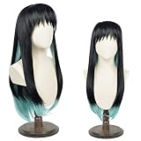 Perruque Anime Cosplay, Perruque Demon Slaye, Un Filet à Cheveux Gratuit, Pour Halloween, Fête, Carnaval, Vie Nocturne, Concerts, Mariages, Cadeau D'anniversaire (Perruque Tokitou Muichirou)