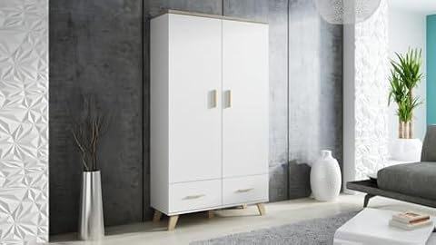 Cama LOTTA SZAFA plakietka et armoire de chambre à coucher 2 porty Chêne de Sonoma, biały