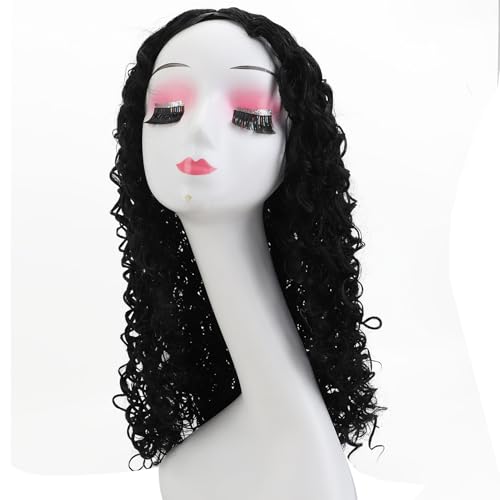 Perruque synthétique longue vague profonde à haute densité pour femme avec dentelle frontale