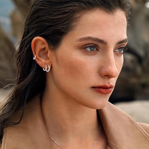 micuco 3 Pairs Small Hoop Earrings Tiny Cartilage Earrings for Women Cubic Zirconia Earrings Huggie Hoop Ear Piercing Earrings for Men 8mm 10mm 12mm4