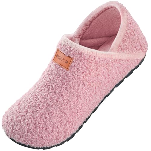 Pantoufles en fourrure chaudes dos fermé et chaussons antidérapants