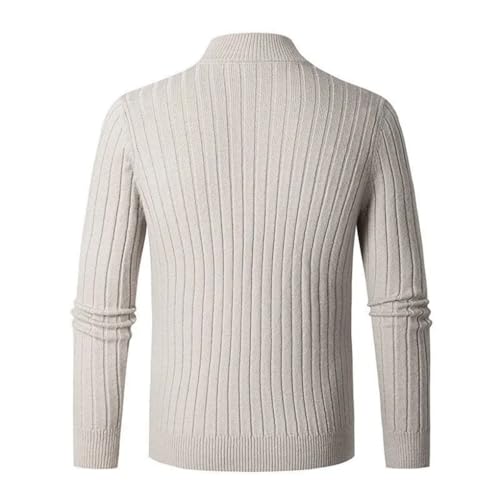 Men's Stand Up Collar Wool Blend Pullover Sweater Solid Color Casual Half Zipper High Neck Sports Knit Sweater2