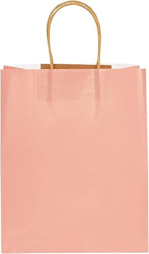 Miniatura 8 de Juvale Paquete de 15 bolsas de regalo de papel rosa brillante mediano con asas de 8 x 4 x 10 pulgadas para recepciones de boda, baby showers,