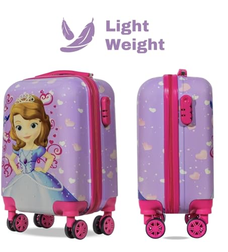 Image of ADSON Abs Kids Trolley 360 Rotating Luggage 360 Degree Wheels Non-Breakable 16 Inch Kids Hardsided Suitcase with 4 Wheels, 360 Degree Wheel Travel Trolley Bag (Design 12)