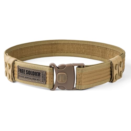 FREE SOLDIER Cinturón táctico de Seguridad Ajustable Cinturón Exterior Militar con Correa de liberación rápida para Hombre, Agentes de Seguridad,Actividades al Aire Libre(Marrón)