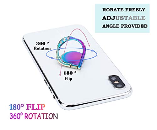 Lenoup Rainbow Sparkle Cell Phone Ring Stand Holder,Glitter Bling Bling Rainbow Ring Grip Kickstand,360 Rotation Finger Ring For Almost All Phones,Pad #TOP2