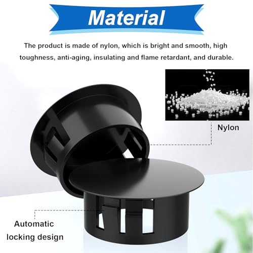 Image of Tnisesm 135Pcs 8 Sizes Nylon Plastic Hole Plugs Black 1 /4 inch 5 /16 inch 3 /8 inch 1 /2 inch 5 /8 inch 3 /4 inch 7 /8 inch 1 inch Round Drill Hole, Furniture Cabinet Insert End Caps Industrial Hardware Biscuits & Plugs