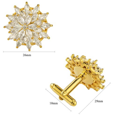 HAWSON Mancuernillas para Hombre con Cristal Color Oro miniatura 5