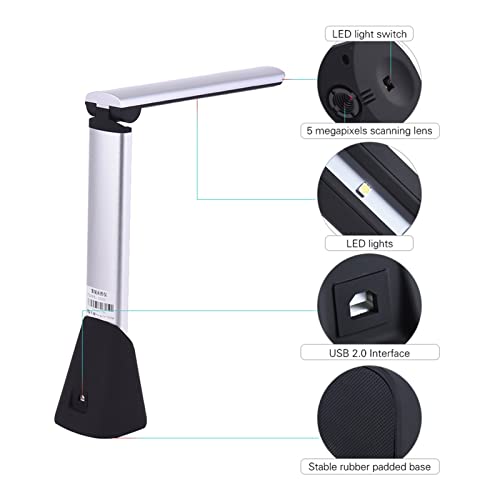 Escáner de documentos de 5 MP con alta velocidad USB y luz LED ajustable 4