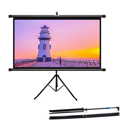 Pantalla de proyector con trípode ajustable en altura, antiarrugas, portable de 60 pulgadas 4:3 para cine en casa y uso exterior