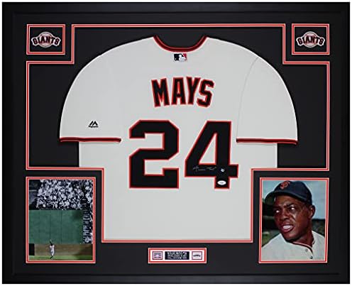 Willie Mays Autographed Cream San Francisco Giants Jersey - Beautifully Matted and Framed - Hand Signed By Mays and Certified Authentic by JSA - Includes Certificate of Authenticity
