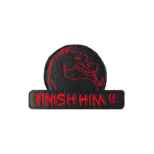 Juego Arcade Parche Retro Bordado Termoadhesivo Videogame | Coser Planchar | Remiendo Aplique Ropa Camiseta Jeans Sombrero Pantalon Bolsas Accesorios | DIY (Finish Him)