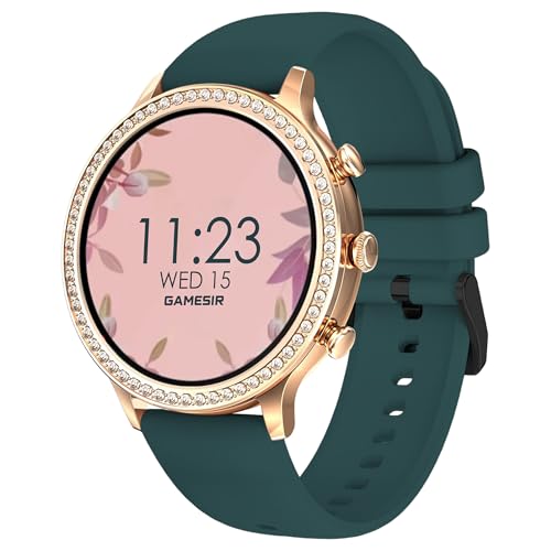 Image of GameSir GenDiva Smartwatch for Women with Bluetooth Calling, 1.69 inch AMOLED Display, 100+ Sports Modes, Health & Sleep Monitor, Voice Assistant, IP68 Waterproof, Long Battery Life, (Green)