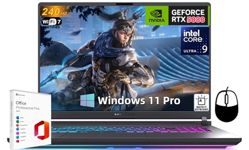 ASUS ROG Strix G18 Gaming Laptop, NVIDIA GeForce RTX5080 16 GB GDDR7, Intel Ultra 9 275HX, 18” ROG 2.5K 240Hz, 64 GB DDR5 RAM 8 TB SSD, Wi-Fi 7, Windows 11 Pro,w/Office Lifetime License & Accessories