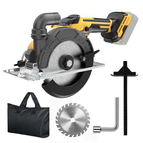Cordless Circular Saw, Compatible with DeWalt 20V Max Battery (NO Battery) 7000RPM Brushless Motor 6-Inch Alloy Blade, 2.2'(90°), 1.5'(45°) Max Cutting Depth Lightweight 4.3Lbs for Wood PVC Cutting