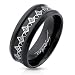 STR-0330 Stainless Steel Laser Etched Freemason Masonic Symbols Black IP Ring