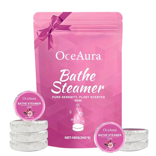 Bombe de Douche,Vapeur de Douche,Bombes de Bain, Parfum de Rose,Shower Steamer,Vapeur Pastille Douche,Cadeaux de Noël pour Femmes,Coffret Détente (6 pièces)