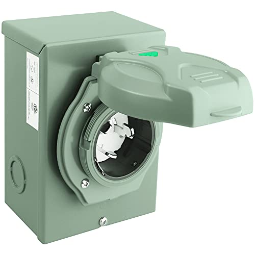 EXCELFU 50 Amp Generator Power Inlet Box, NEMA 3R Power Inlet Box for 3 Prong Generator Cord, NEMA SS2-50P 125/250 Volt 12500 Watts Generator Inlet Box, ETL Listed, Weatherproof Outdoor Use