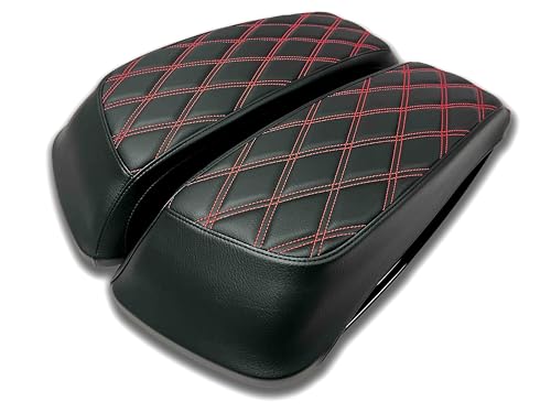 Cubiertas Premium para tapas de alforjas doble diamante 2014-2023 para Harley Davidson color rojo fuego