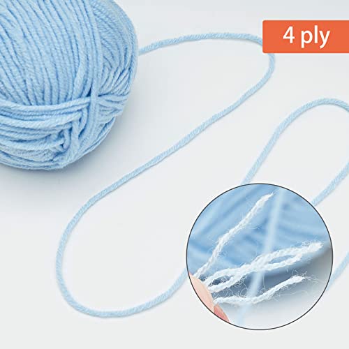 Image of NICEEC 300g Soft Assorted Colors Yarn - Sport Weight,100% Acrylic, 4 Ply, Bonbons Yarn for Crochet & Knit, DIY Project Starter Kit for Kids or Adults(Total 870yds) - Aqua