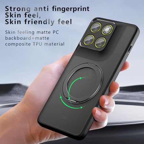 Image of Compatible with Motorola Moto G87 Case Cover,Compatible with Motorola Moto G77 5G / G67 5G XT2621-2 Built-in 360Rotating Magnetic Mount Matte Translucent Phone Protective Case Black