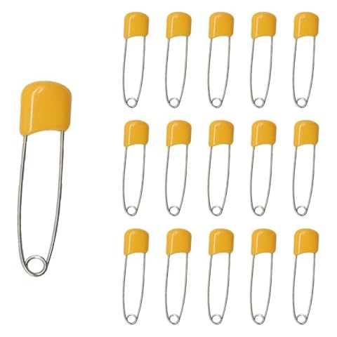Ruidee 50 Pcs Diaper Pins Nappy Pins Plastic Head Safety Pins with Safe Locking (Orange) Cover
