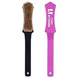 TWO STONES Bouldering Brush with Thick Ultra Durable Boar's Hair Bristles, Perfect for Rock Climbing Holds on Climbing Wall, Black&Purple